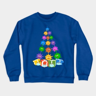 A Funny Pattern In The Form Of A Christmas Tree With Gifts, COVID-19 , Coronavirus Masks Is Ideal For The Whole Family. Merry Christmas And A Happy New Year Crewneck Sweatshirt